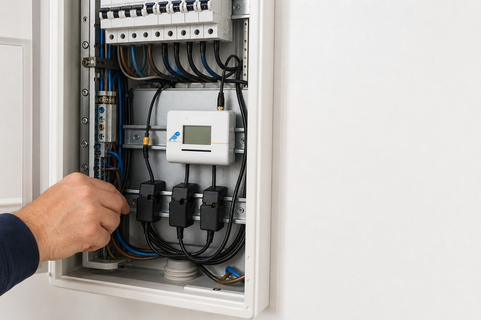 EnergyMonitor PowerSense nainštalovaný v elektrickom rozvádzači